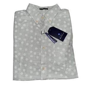 Ben Sherman Shirt Mens Small Green Dots Textured Slub Stretch Short Sleeve NWT